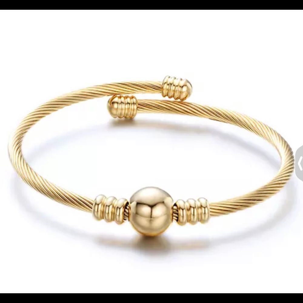 ‎SINGLE BEAD ADJUSTABLE FASHION GOLDTONE BRACELET